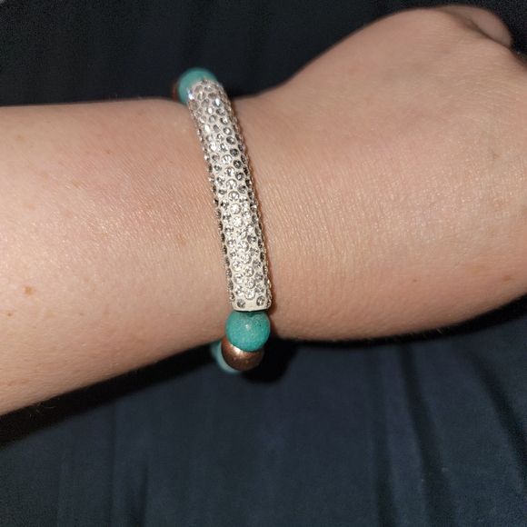 Ermish - Shiny Moon Stone Strechy Bracelet - Turq - Picture 2 of 5